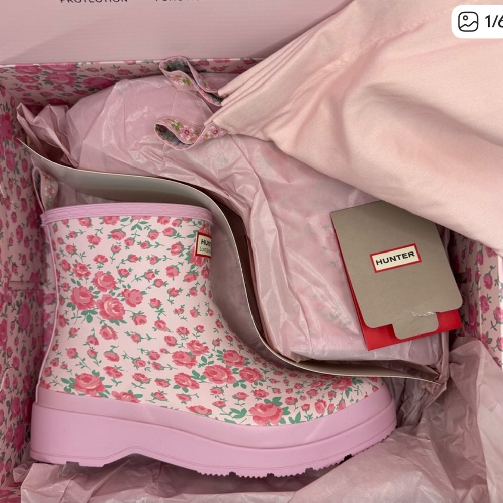 LoveShackFancy Pink Floral Ankle Boots Size 9 - new in box